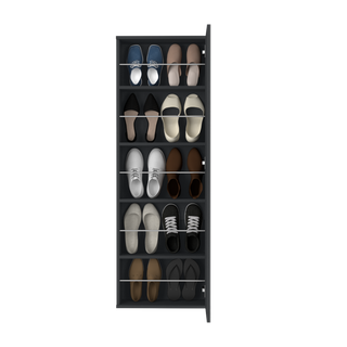 Wall Mounted Shoe Rack With Mirror Chimg, Bedroom, Black