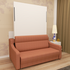Full size Morden Deisgn vertical Murphy bed with sofa and drawers, white wall bed, space saving hidden bed with new gas pillars