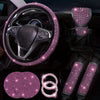Diamond Set Leather Steering Wheel Cover Rhinestones Steering Wheel Cover With Crystal Breathable Anti-Slip Steering Wheel Protector Diamond Sparkling Car Steering Wheel Protector Vehicle Car Bling Steering Wheel Cover for Women Girls