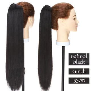 Buy natural-black1 Synthetic Long Wavy Fake Ponytail Extension