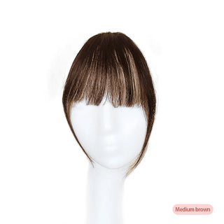 Buy a63-medium-brown 100% Human Hair Invisible Air Bangs Hair Clip-In Extension Front Fringes Hair Pieces Air Bangs Styling Accessorie for Women