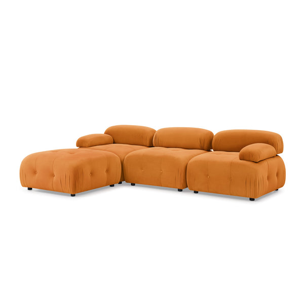 Modular Sectional Sofa, Button Tufted Designed and DIY Combination,L Shaped Couch With Reversible Ottoman, Orange Velvet