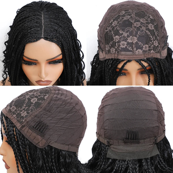 12 Inch Box Braided Wigs Perruque Tresse Africaine Cheap Wigs on Sale Clearance Short Bob Braids Wig With Boho Curly for Women