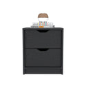 Nightstand Gandu, Two Drawers -Black