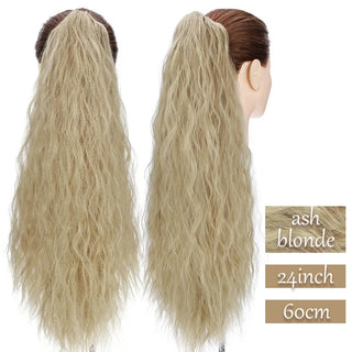 Buy ash-blonde Synthetic Long Wavy Fake Ponytail Extension