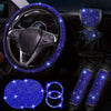 Diamond Set Leather Steering Wheel Cover Rhinestones Steering Wheel Cover With Crystal Breathable Anti-Slip Steering Wheel Protector Diamond Sparkling Car Steering Wheel Protector Vehicle Car Bling Steering Wheel Cover for Women Girls