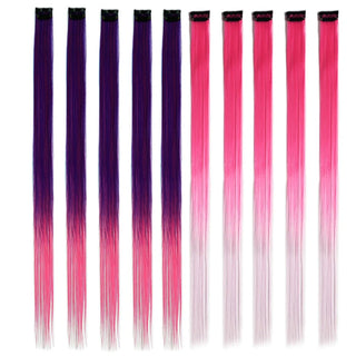 Buy 24 10Packs Straight Colored Clip in Hair One Piece Long Synthetic Rainbow 22 Inch Party Highlights Extensions for Women Kids Girls