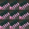 Green crystal long press on nails