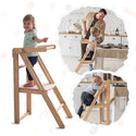 Wooden Step Stool for Preschool - Kid Chair That Grows - Chocolate