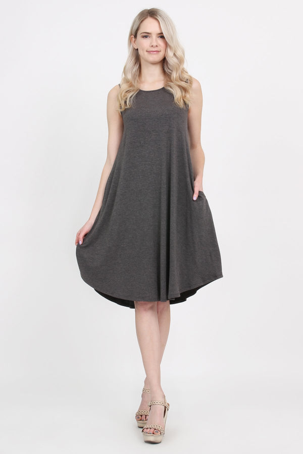 Sleeveless Pocket Swing Dress