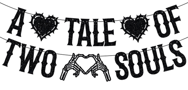 LOVELY BITON A Tale of Two Souls Halloween Wedding Banner Black Paper