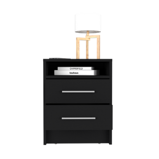 Nightstand Cartiz, Two Drawers - Black