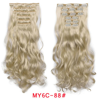 Buy my6c-88 16 Clips Clip in Hair Extension Long Synthetic Hair Heat Resistant Hairpiece Natural Wavy Ombre Hair Piece 6Pcs/Set 20Inch LIHUI