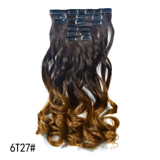 Buy my6c-6t27 16 Clips Clip in Hair Extension Long Synthetic Hair Heat Resistant Hairpiece Natural Wavy Ombre Hair Piece 6Pcs/Set 20Inch LIHUI