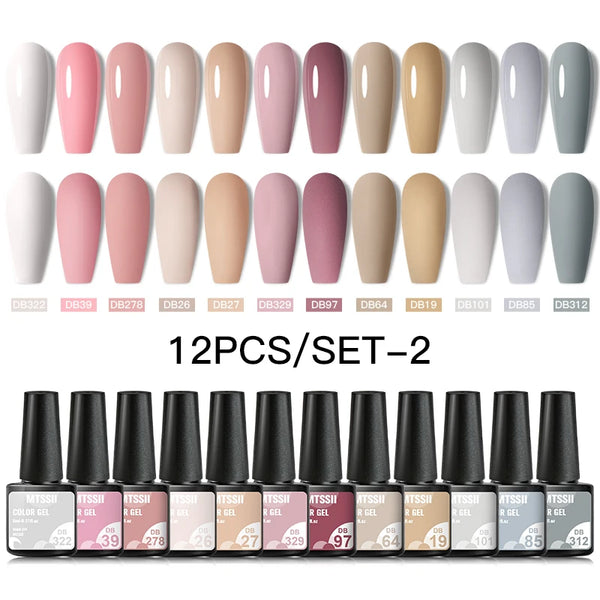 10/12pcs Spring Macaron Nail Gel Polish Set Semi Permanent UV for Manicure Soak Off Gel Nail Polish Kit Varnishes Nail Supplies