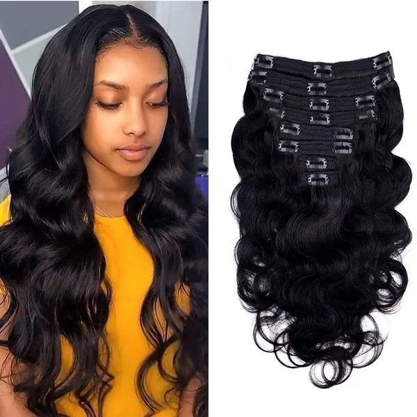 Brazilian Body Wave Clip in Human Hair Extensions