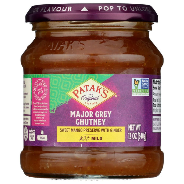 PATAK'S:  Major Grey Chutney Sweet Mango Preserve with Ginger, 12 oz