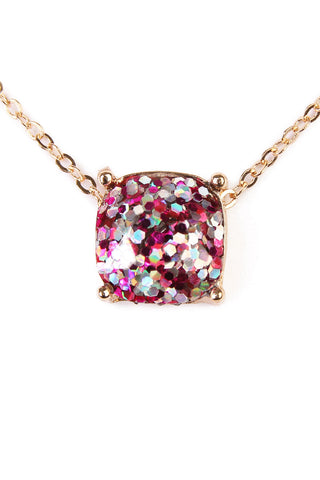 Buy fuchsia 16355 - Cushion Glitter Necklace