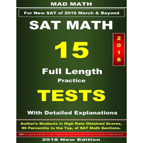 2018 New SAT Math 15 Tests - Paperback
