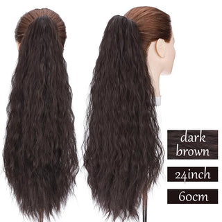 Buy dark-brown2 Synthetic Long Wavy Fake Ponytail Extension