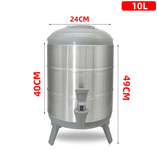 Buy 10l 100% Stainless Steel Barrel With Thermometer Milk Tea Barrel Heat Cold Insulation Barrel Commercial Bucket Soy Milk Container