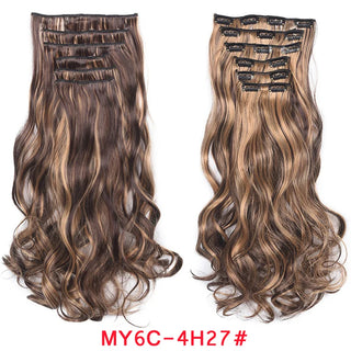 Buy my6c-4h27 16 Clips Clip in Hair Extension Long Synthetic Hair Heat Resistant Hairpiece Natural Wavy Ombre Hair Piece 6Pcs/Set 20Inch LIHUI