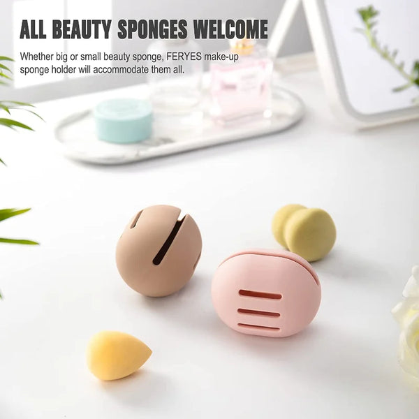 Makeup Sponge Holder Shatterproof Eco-Friendly Silicone Beauty Make Up Blender Case for Travel Gift for Women Girls