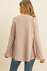 Criss Cross Neck Long Sleeve Hacci Top