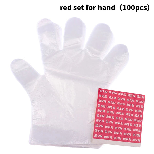 100Pcs Disposable PE Empty Gloves Foot Covers Transparent Shoes Cover Paraffin Bath Exfoliating Foot & Hand Mask Therapy Bags Se