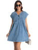 LIUSHIQI Womens Denim Romper V Neck Tie Front Pockets Blue Size S