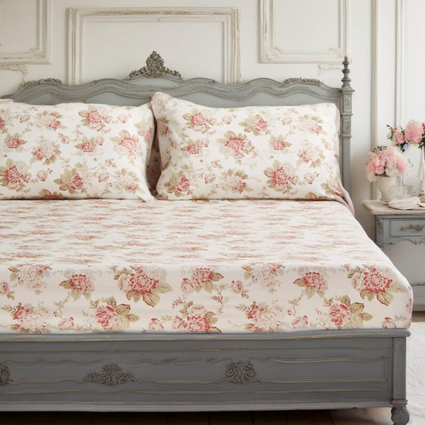 DaDa Bedding Hint of Mint Floral Cotton Fitted Sheet Set
