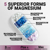 5-in-1 Magnesium Complex + Vitamin B6 Supplement - 420MG - High Absorption Magnesium Supplement for Sleep, Nerves, Muscles, Bones, 120 Capsules