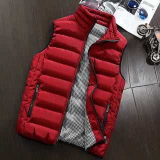 Buy red Vest Men New Stylish Autumn Vests Winter Warm Sleeveless Jacket Army Waistcoat Mens Vest Fashion Casual Coats Mens Plus Size 5XL