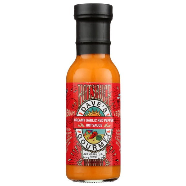 DAVES GOURMET: Creamy Garlic Red Pepper Hot Sauce, 8 oz