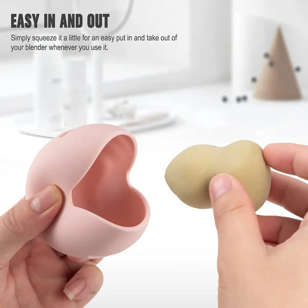 Makeup Sponge Holder Shatterproof Eco-Friendly Silicone Beauty Make Up Blender Case for Travel Gift for Women Girls