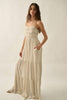 Geometric-Print Ruched Wide-Leg Tiered Ruffle Cami Jumpsuit: Oatmeal