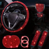 Diamond Set Leather Steering Wheel Cover Rhinestones Steering Wheel Cover With Crystal Breathable Anti-Slip Steering Wheel Protector Diamond Sparkling Car Steering Wheel Protector Vehicle Car Bling Steering Wheel Cover for Women Girls