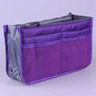 Buy purple Nylon Cosmetic Bags for Women Tote Insert Double Zipper Makeup Bag Toiletries Storage Bag Girl Outdoors Travel Make Up Organizer