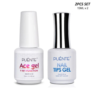 Buy ace-gel-nail-tip-gel 15ML Base Gel Top Coat Set UV Gel Nail Polish Kit Nail Art Manicure Soak Off Function UV Nail Varnish Long Lasting Nail Gel