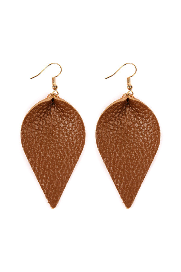 Teardrop Shape Genuine Leather Earrings