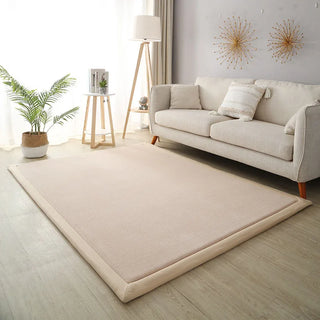 Buy beige Thick Coral Fleece Carpet for Living Room Bedroom Kids Room Play Area Rugs Anti Slip Japan Tatami Floor Mat Prayer Mattress Grey