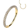 20G Gold PVD Implant Grade Titanium Triple Sided Micro Gem Hinged Nose Hoop