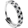 20G CZ Double Row Checkerboard Implant Grade Titanium Nose Hoop