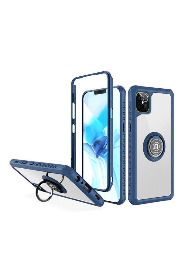 For iPHONE 12 PRO MAX 6.7 TRANSPARENT MAGNETIC RINGSTAND CASE COVER