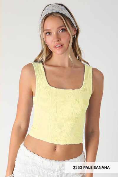 Seamless Double Lace Square Crop Top