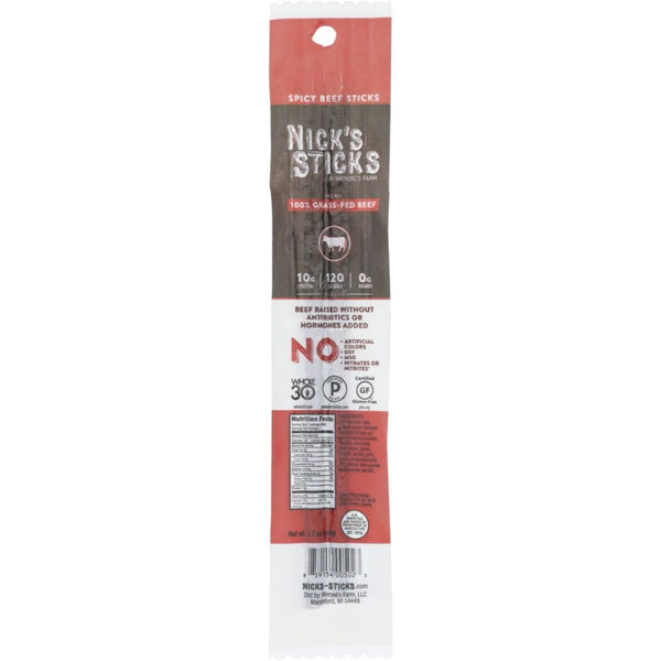 NICKS STICKS: Grass Fed Spicy Beef Snack Sticks, 1.7 oz