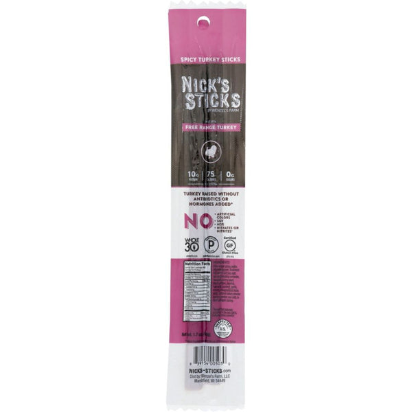 NICKS STICKS: Free Range Spicy Turkey Snack Sticks, 1.7 oz