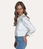 Long Sleeve Cropped Button Down - White