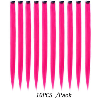 Buy 1b-bug-red 10Packs Straight Colored Clip in Hair One Piece Long Synthetic Rainbow 22 Inch Party Highlights Extensions for Women Kids Girls