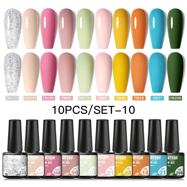 10/12pcs Spring Macaron Nail Gel Polish Set Semi Permanent UV for Manicure Soak Off Gel Nail Polish Kit Varnishes Nail Supplies